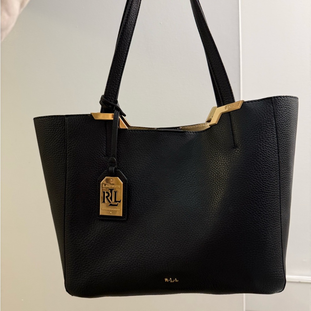 Ralph Lauren Black Leather Tote